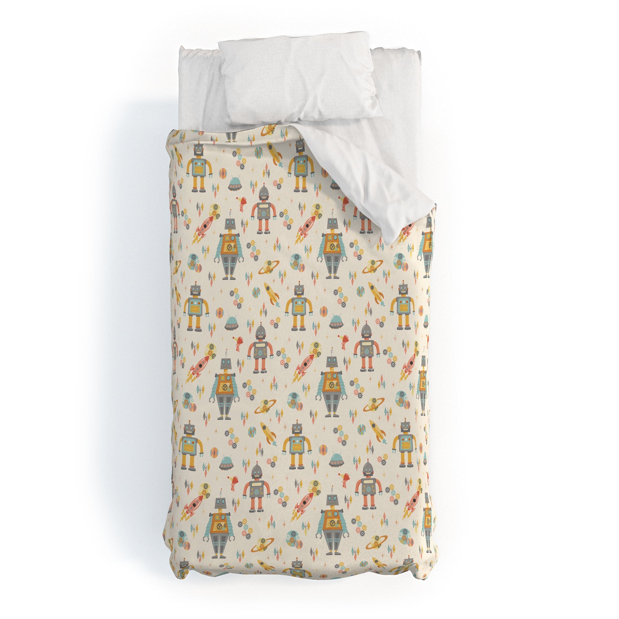 Lathe & Quill Vintage Inspired Robots Duvet Cover