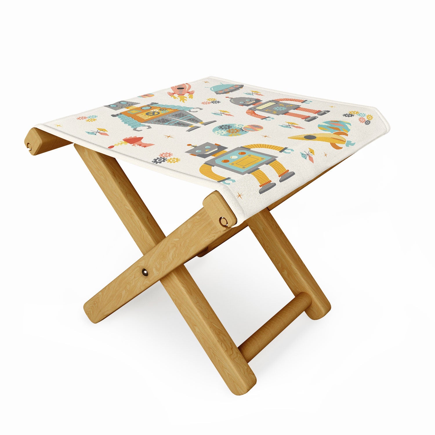 Lathe & Quill Vintage Inspired Robots Folding Stool