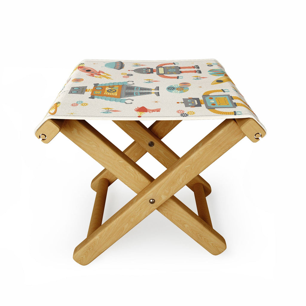 Lathe & Quill Vintage Inspired Robots Folding Stool
