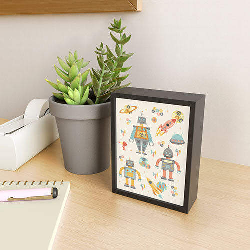 Lathe & Quill Vintage Inspired Robots Framed Mini Art Print