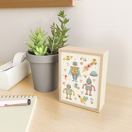 Lathe & Quill Vintage Inspired Robots Framed Mini Art Print
