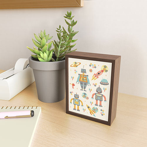 Lathe & Quill Vintage Inspired Robots Framed Mini Art Print