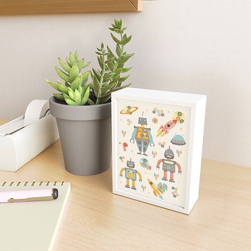 Lathe & Quill Vintage Inspired Robots Framed Mini Art Print