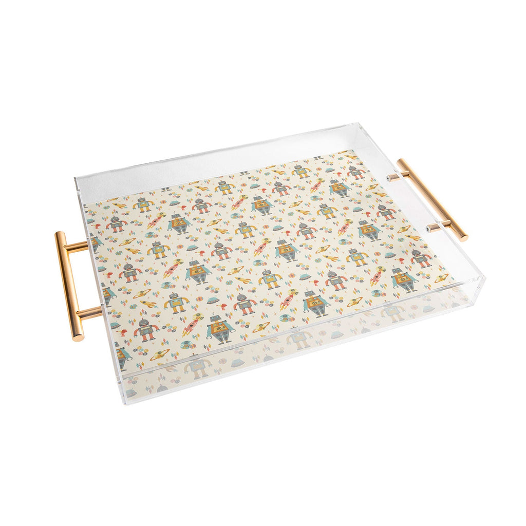 Lathe & Quill Vintage Inspired Robots Acrylic Tray