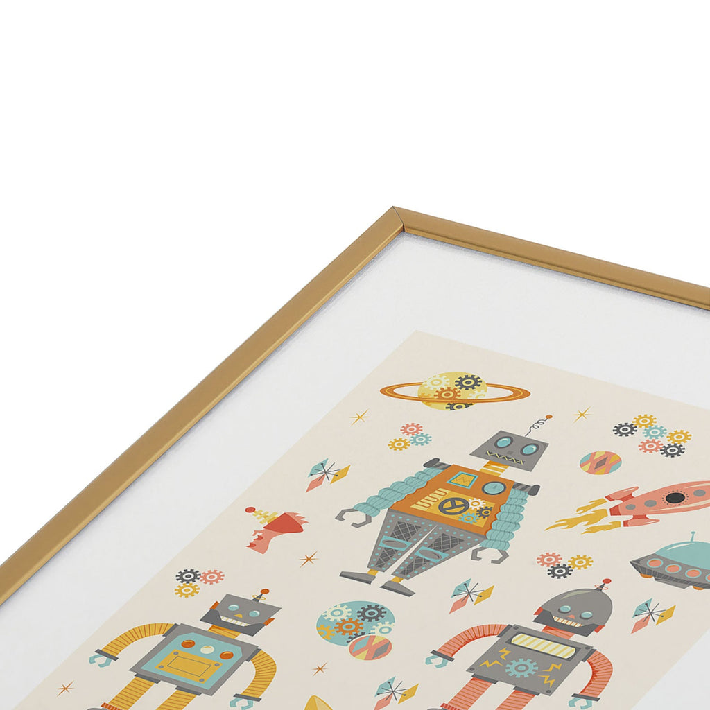 Lathe & Quill Vintage Inspired Robots Metal Framed Art Print