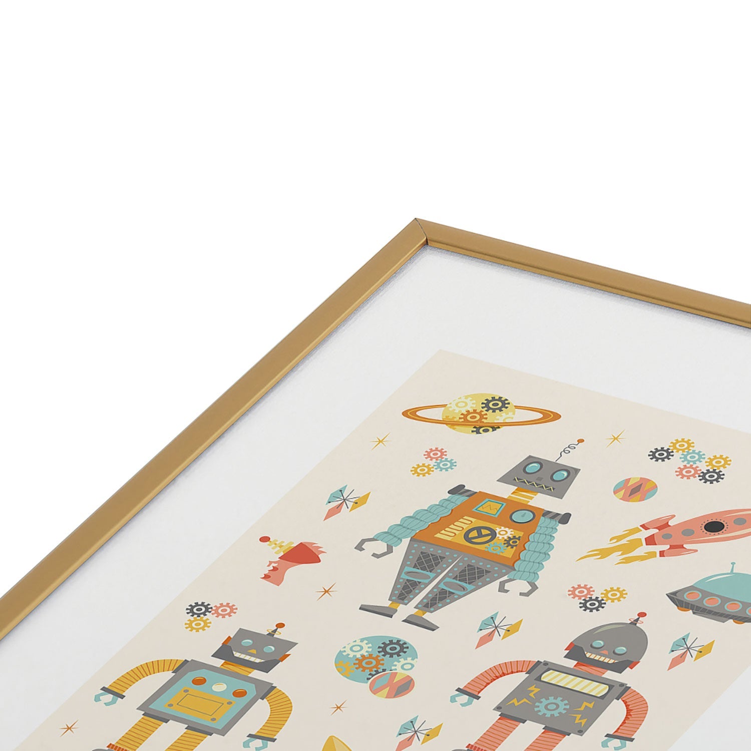 Lathe & Quill Vintage Inspired Robots Metal Framed Art Print