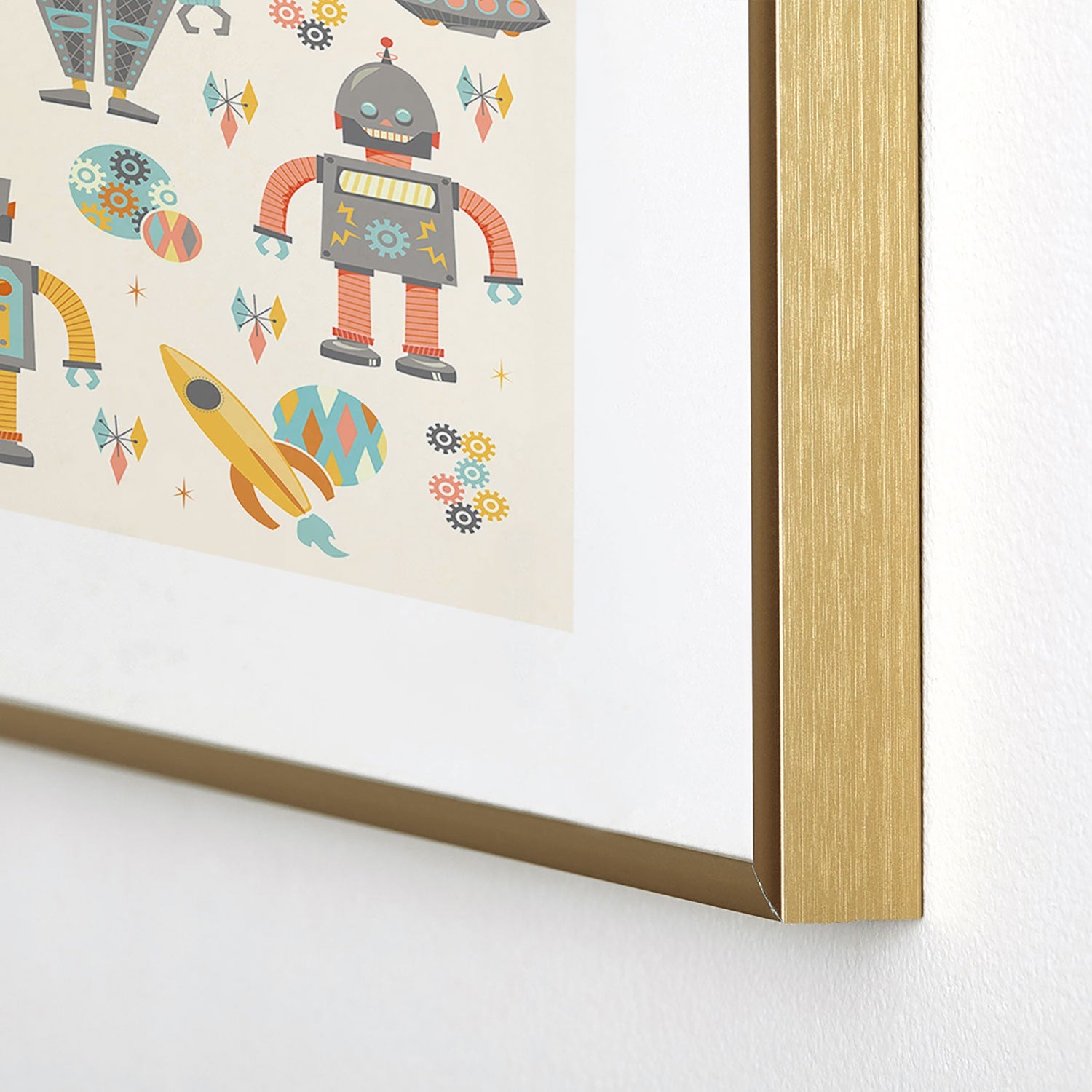 Lathe & Quill Vintage Inspired Robots Metal Framed Art Print