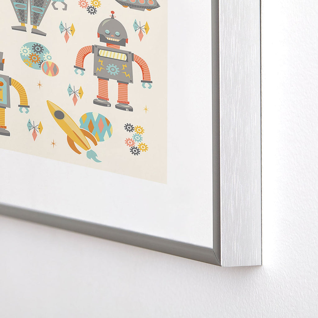 Lathe & Quill Vintage Inspired Robots Metal Framed Art Print