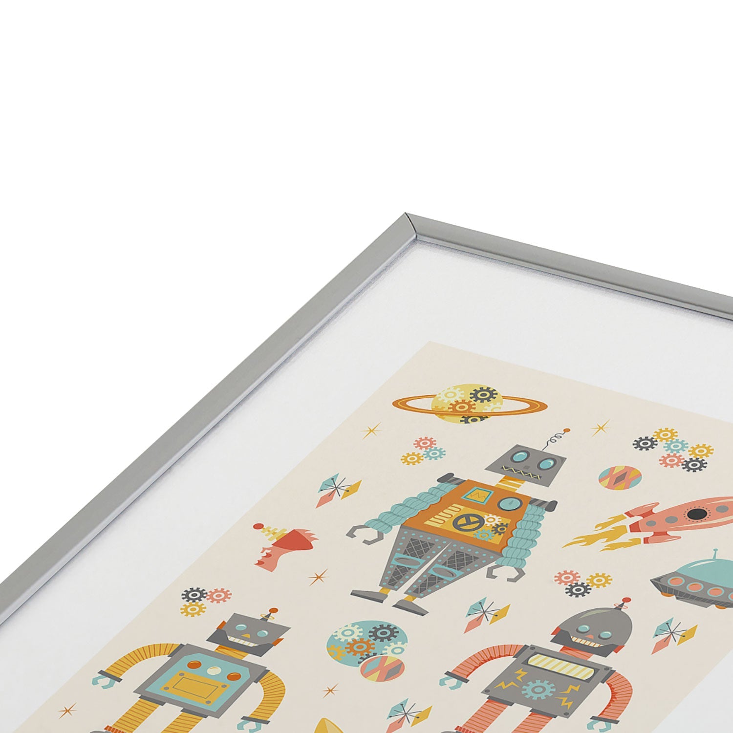 Lathe & Quill Vintage Inspired Robots Metal Framed Art Print