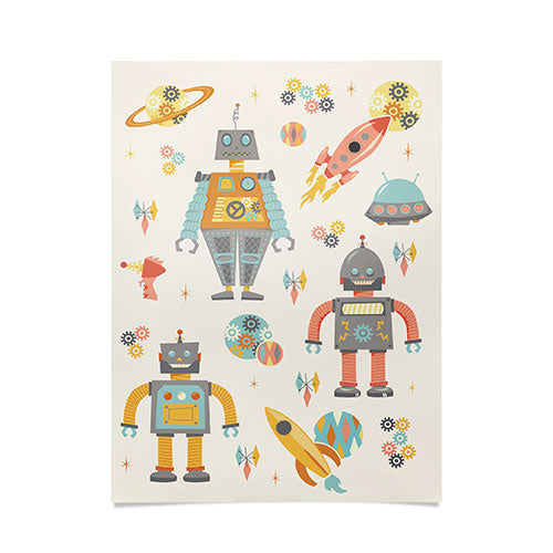 Lathe & Quill Vintage Inspired Robots Poster