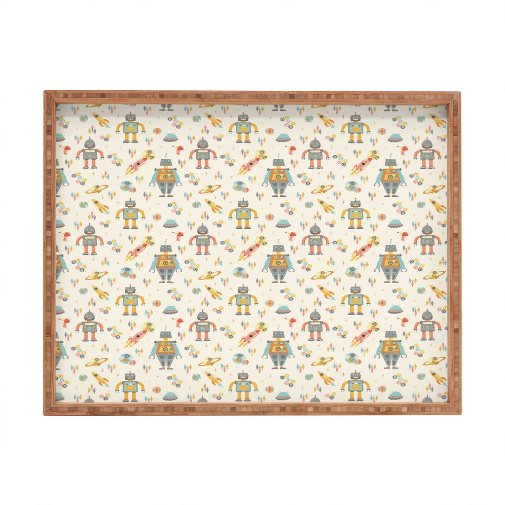 Lathe & Quill Vintage Inspired Robots Rectangular Tray