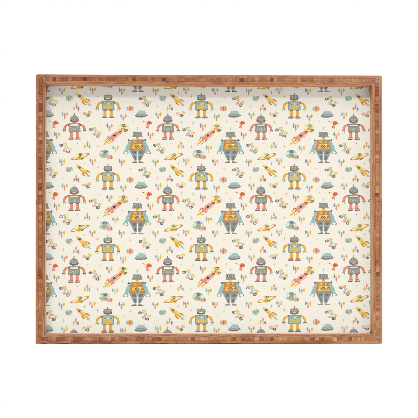 Lathe & Quill Vintage Inspired Robots Rectangular Tray