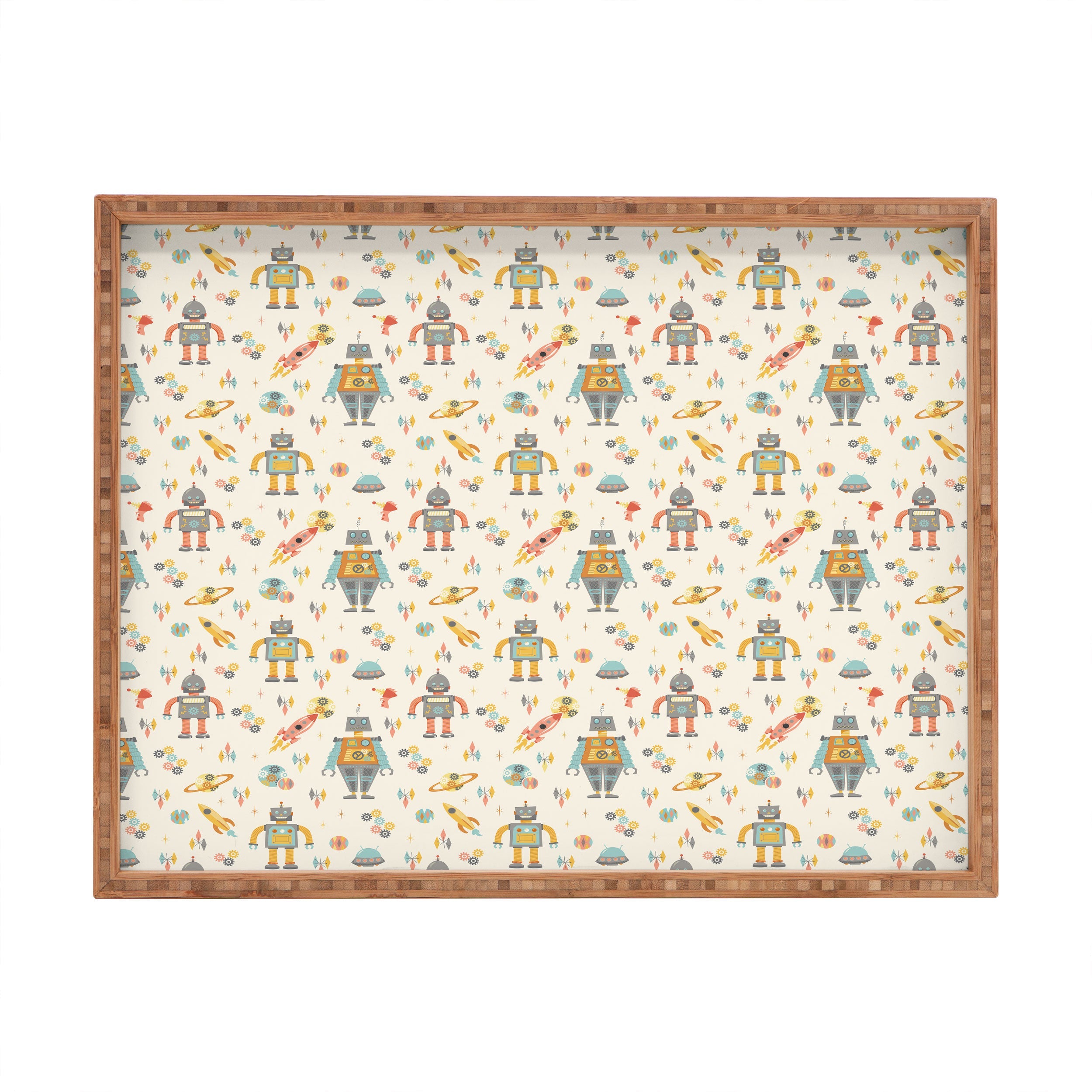 Lathe & Quill Vintage Inspired Robots Rectangular Tray
