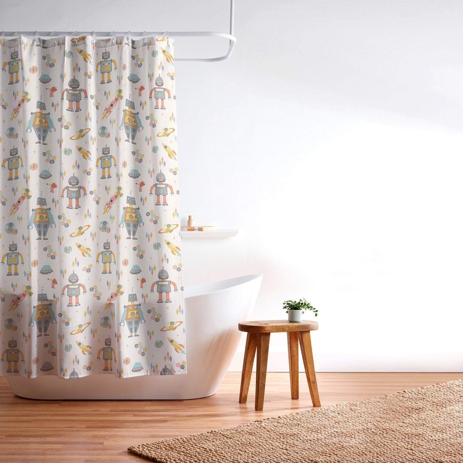 Lathe & Quill Vintage Inspired Robots Shower Curtain