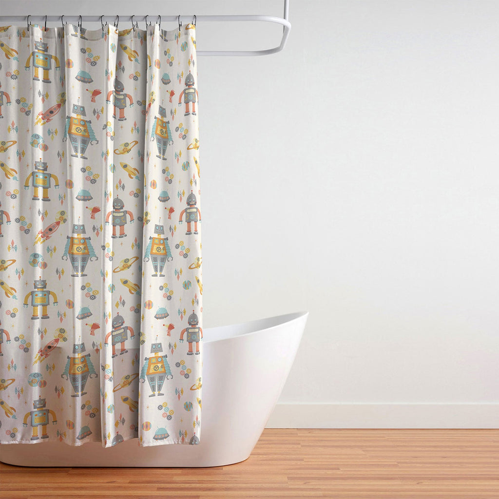 Lathe & Quill Vintage Inspired Robots Shower Curtain