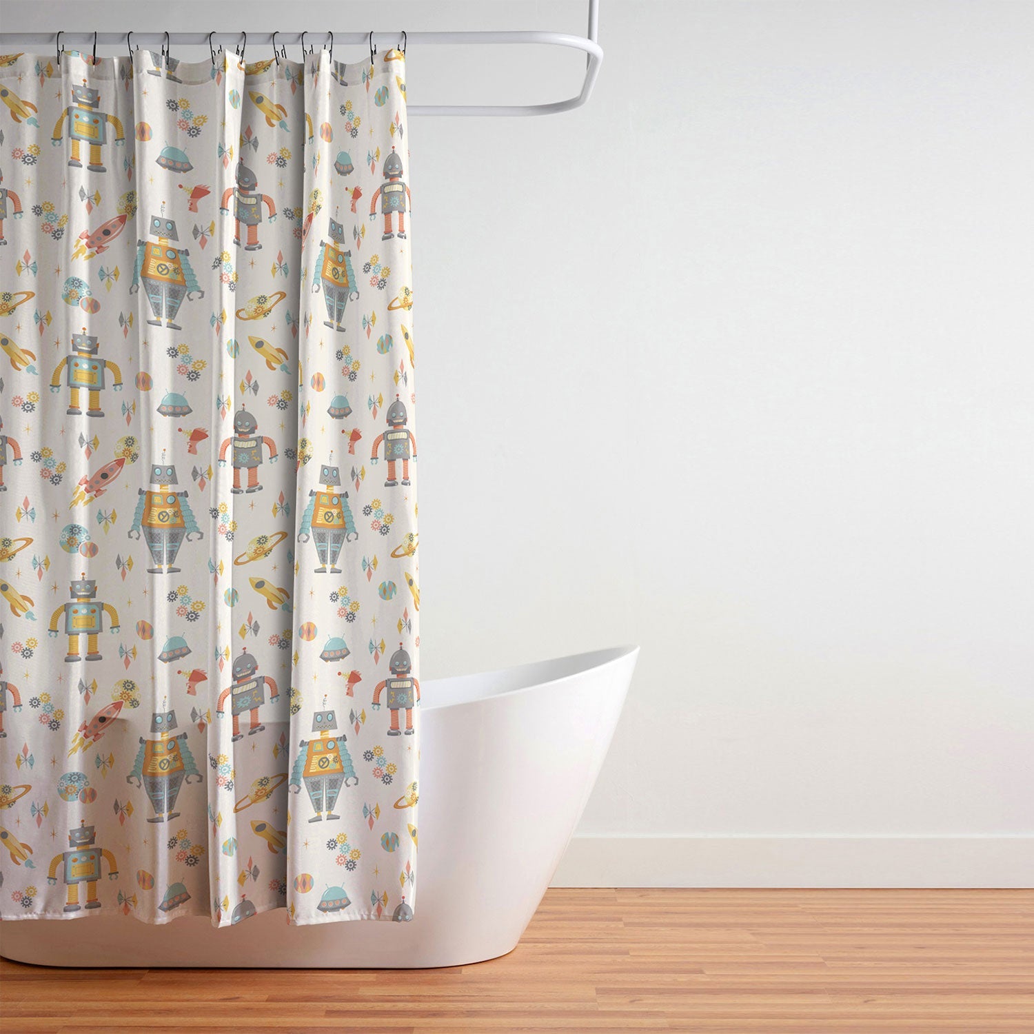 Lathe & Quill Vintage Inspired Robots Shower Curtain