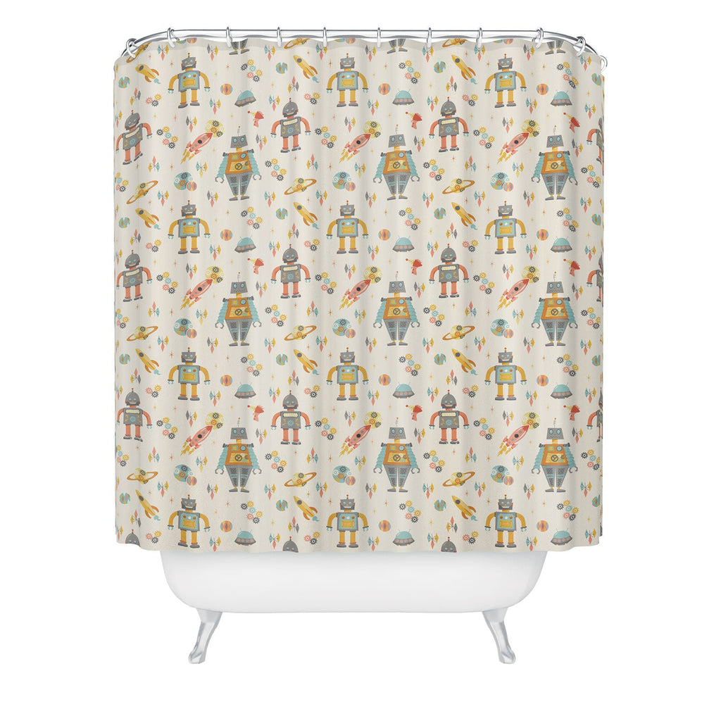 Lathe & Quill Vintage Inspired Robots Shower Curtain