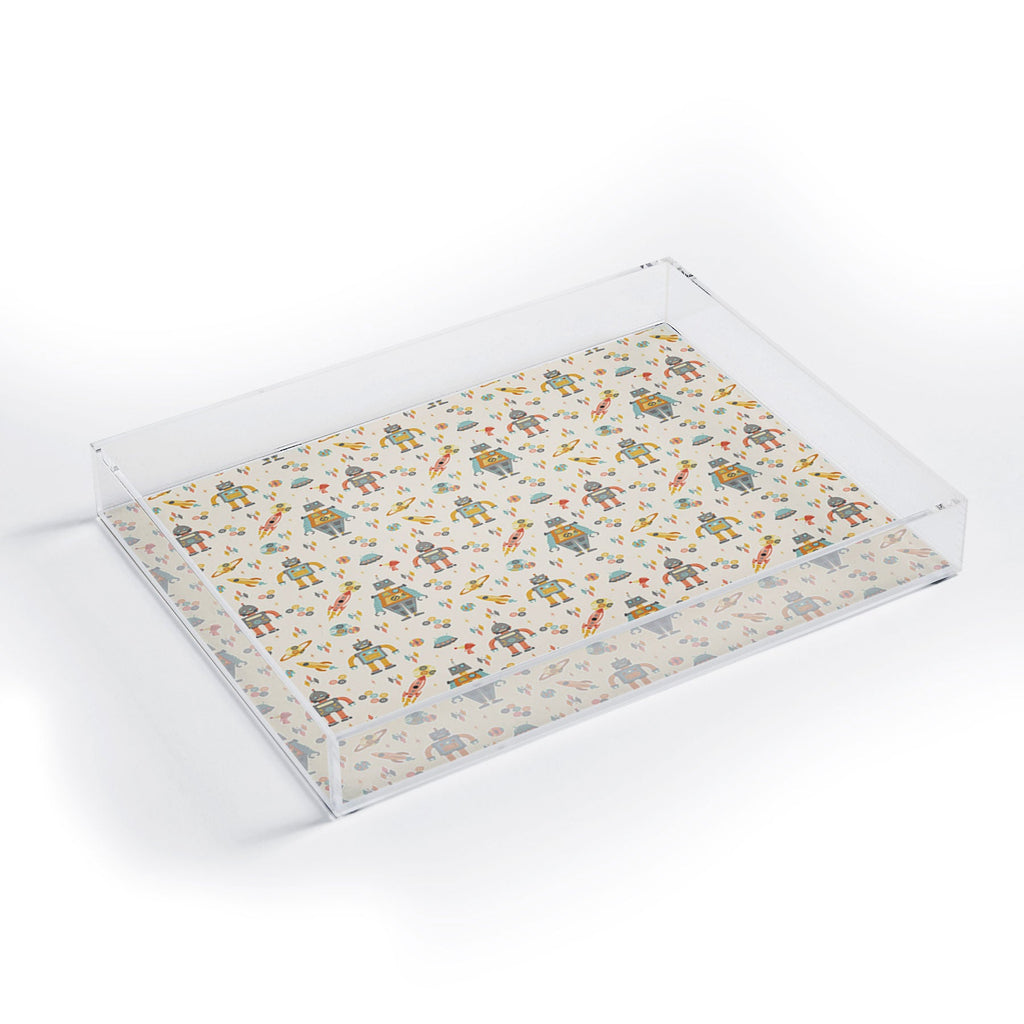 Lathe & Quill Vintage Inspired Robots Acrylic Tray