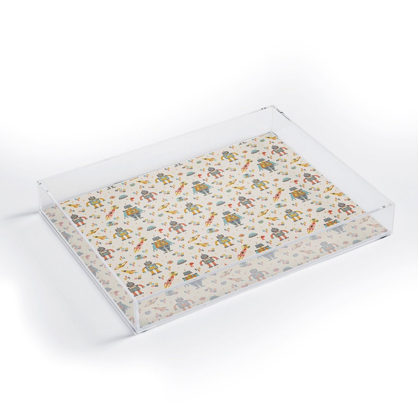 Lathe & Quill Vintage Inspired Robots Acrylic Tray