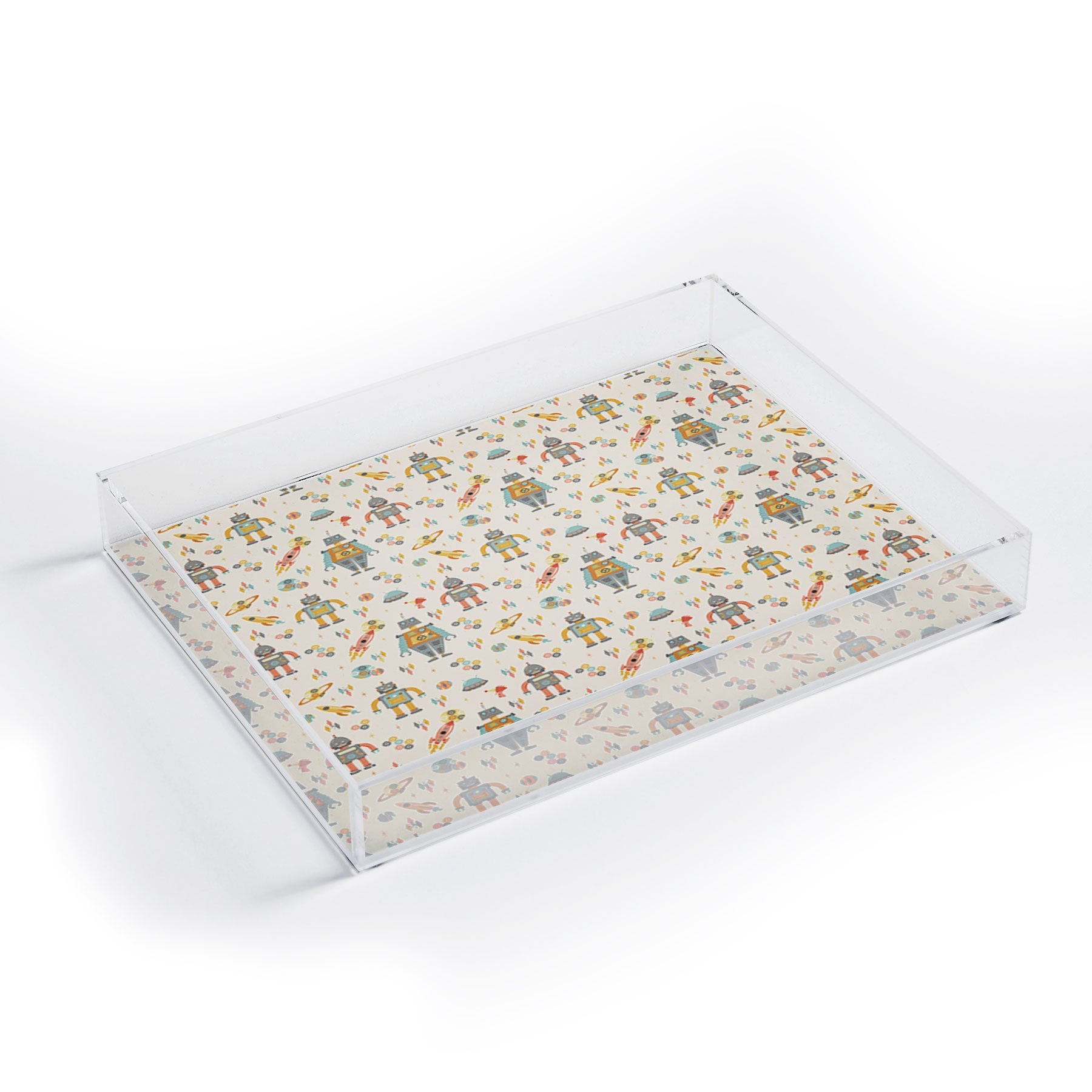 Lathe & Quill Vintage Inspired Robots Acrylic Tray