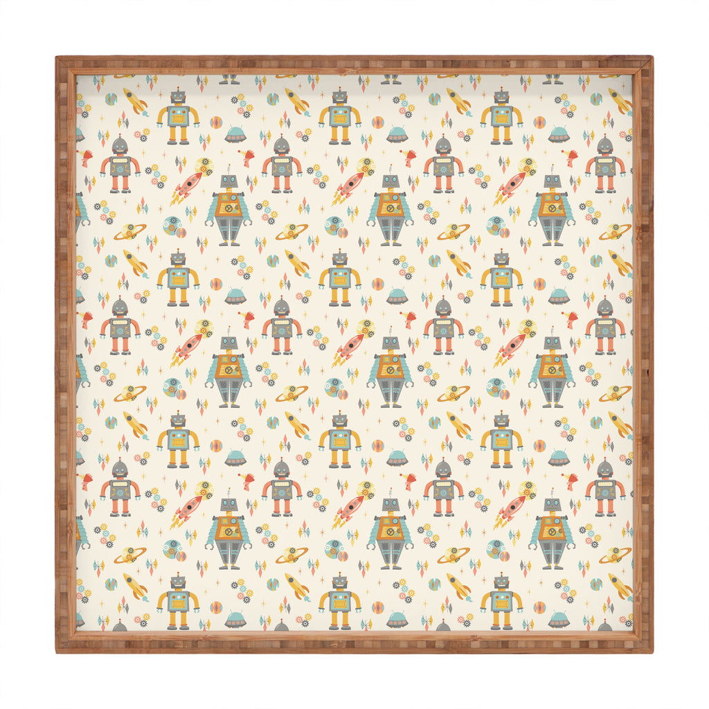 Lathe & Quill Vintage Inspired Robots Square Tray