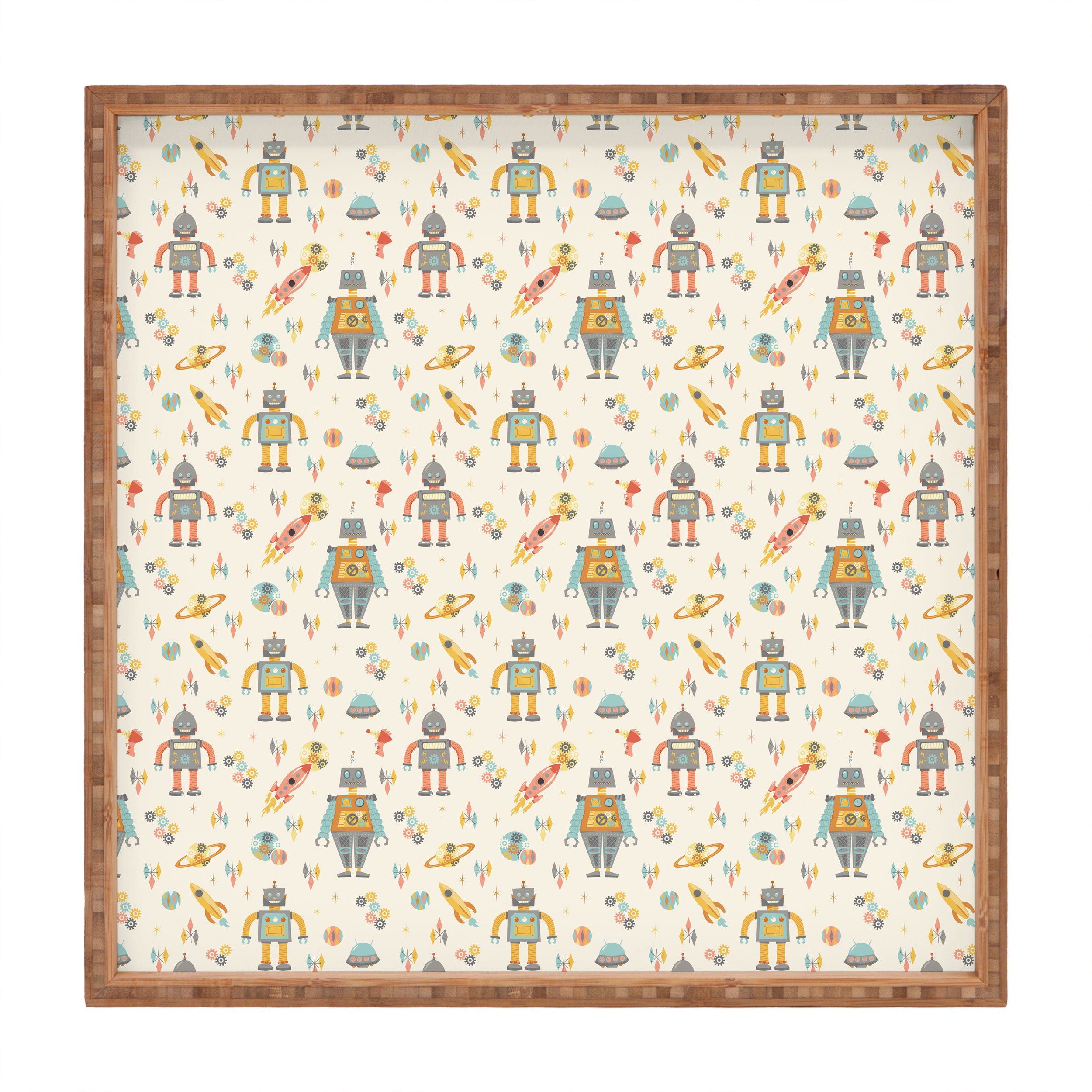 Lathe & Quill Vintage Inspired Robots Square Tray