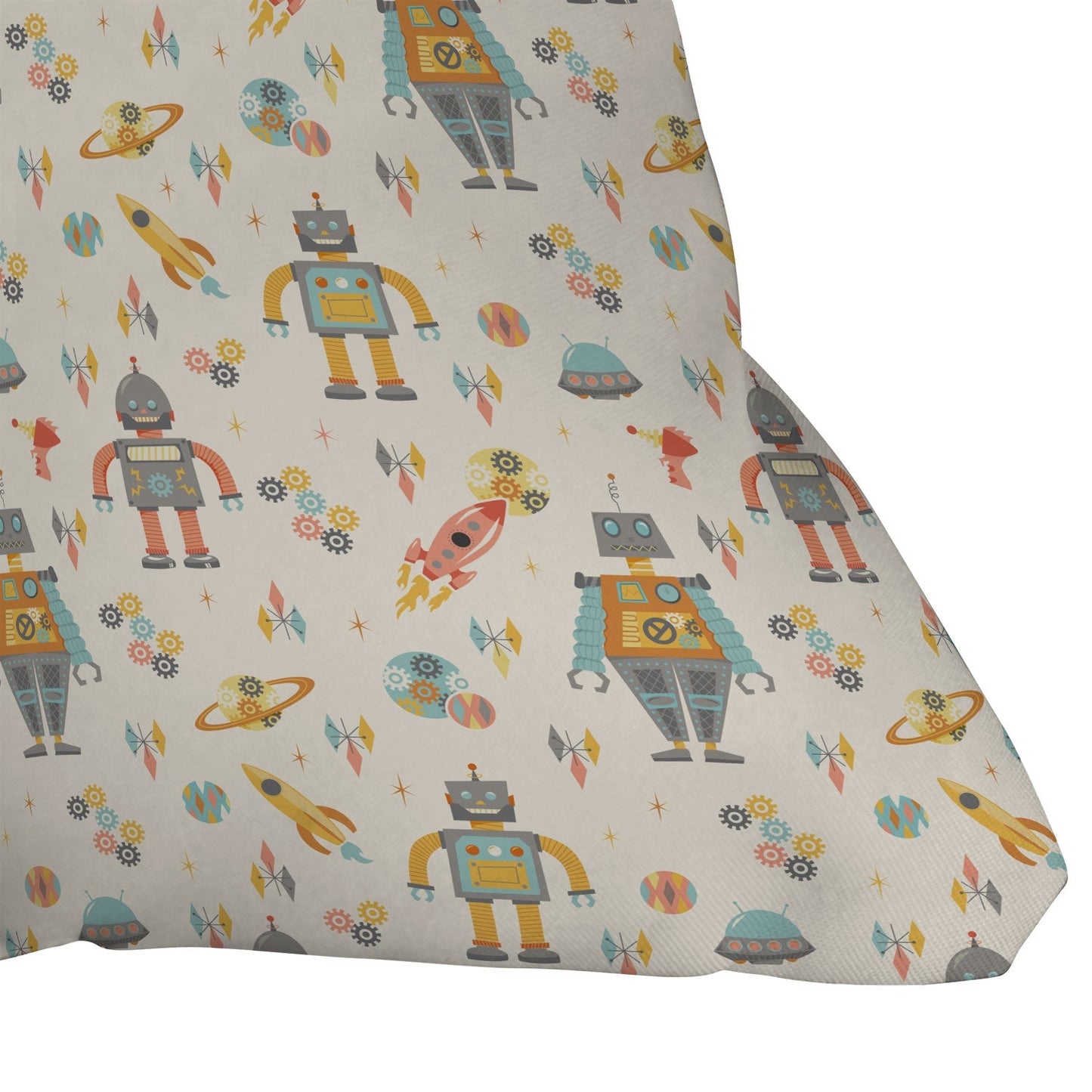 Lathe & Quill Vintage Inspired Robots Outdoor Throw Pillow