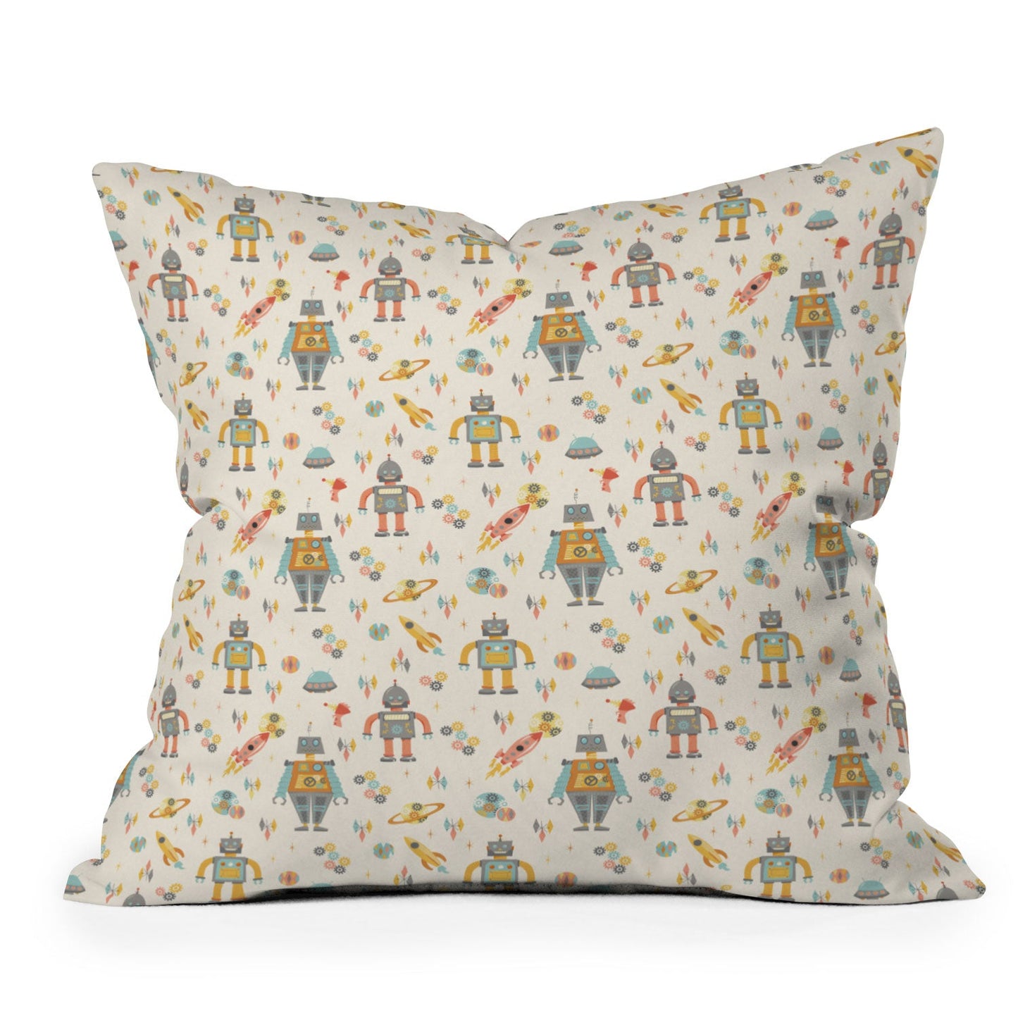 Lathe & Quill Vintage Inspired Robots Throw Pillow