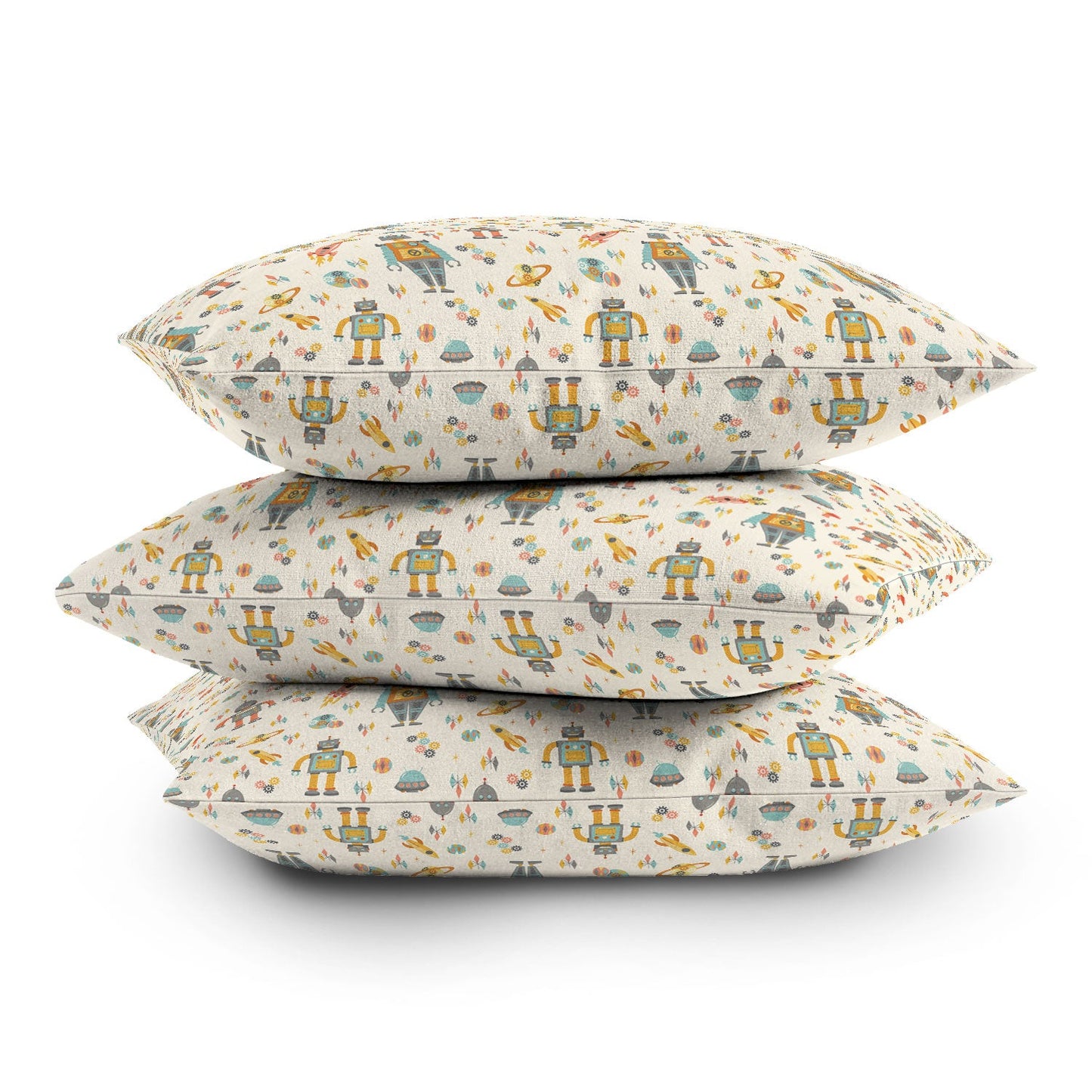 Lathe & Quill Vintage Inspired Robots Outdoor Throw Pillow