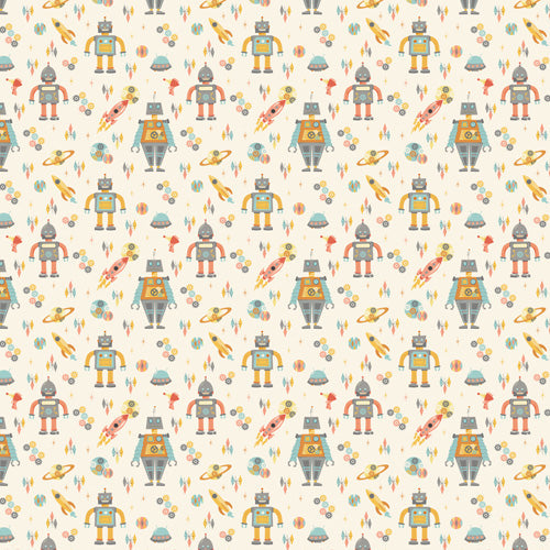 Lathe & Quill Vintage Inspired Robots Shower Curtain