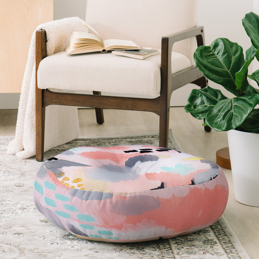 Laura Fedorowicz Serenity Abstract Floor Pillow Round