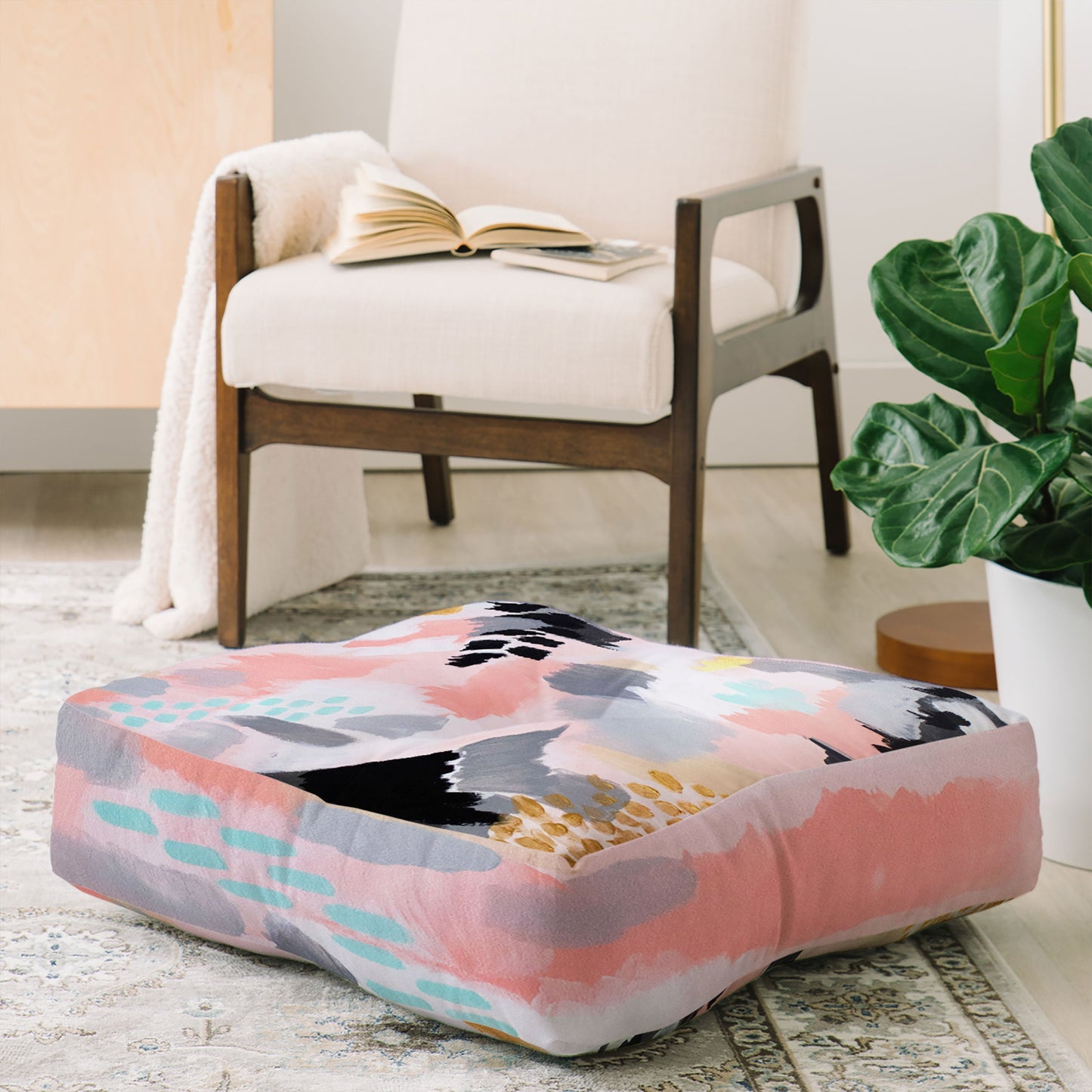 Laura Fedorowicz Serenity Abstract Floor Pillow Square