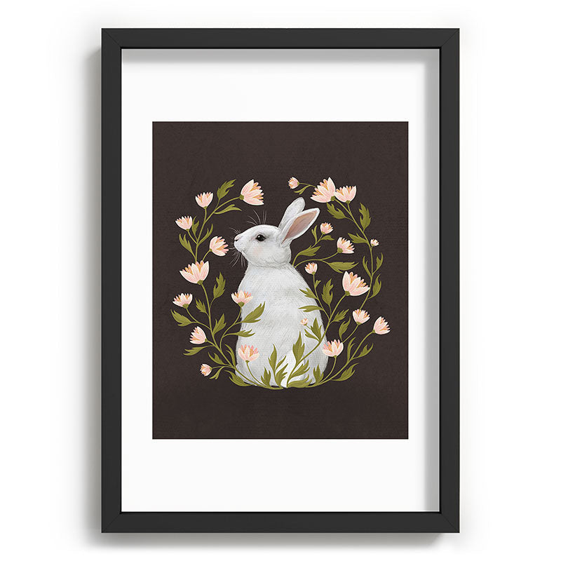 Laura Graves White Rabbit Floral Recessed Framing Rectangle