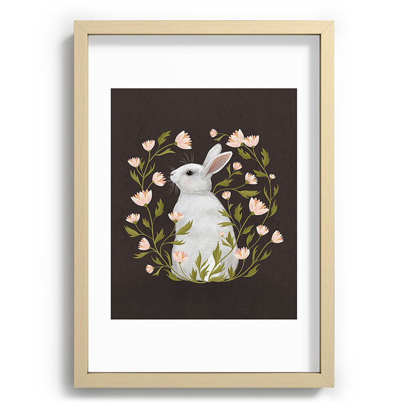 Laura Graves White Rabbit Floral Recessed Framing Rectangle