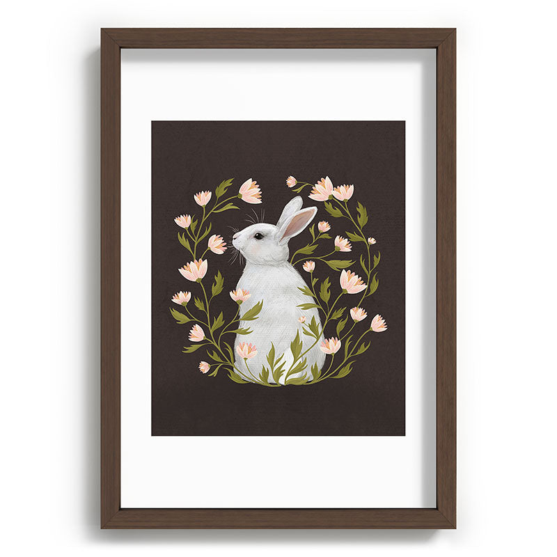 Laura Graves White Rabbit Floral Recessed Framing Rectangle