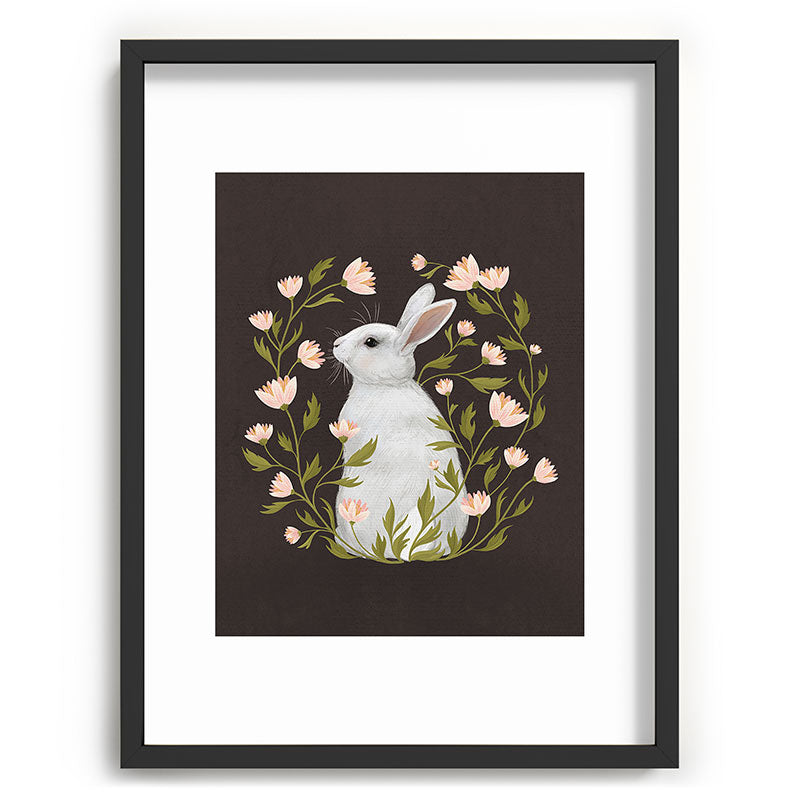 Laura Graves White Rabbit Floral Recessed Framing Rectangle