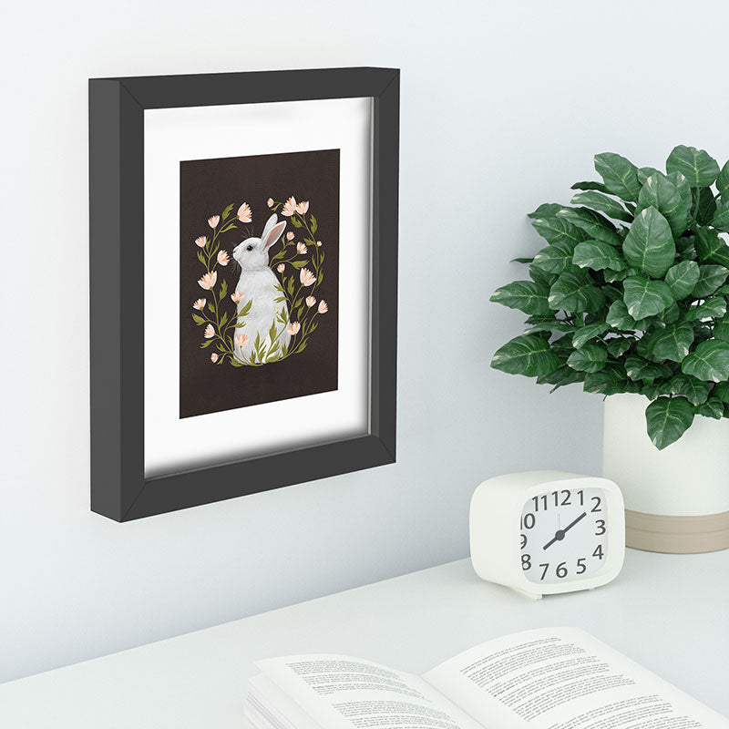 Laura Graves White Rabbit Floral Recessed Framing Rectangle
