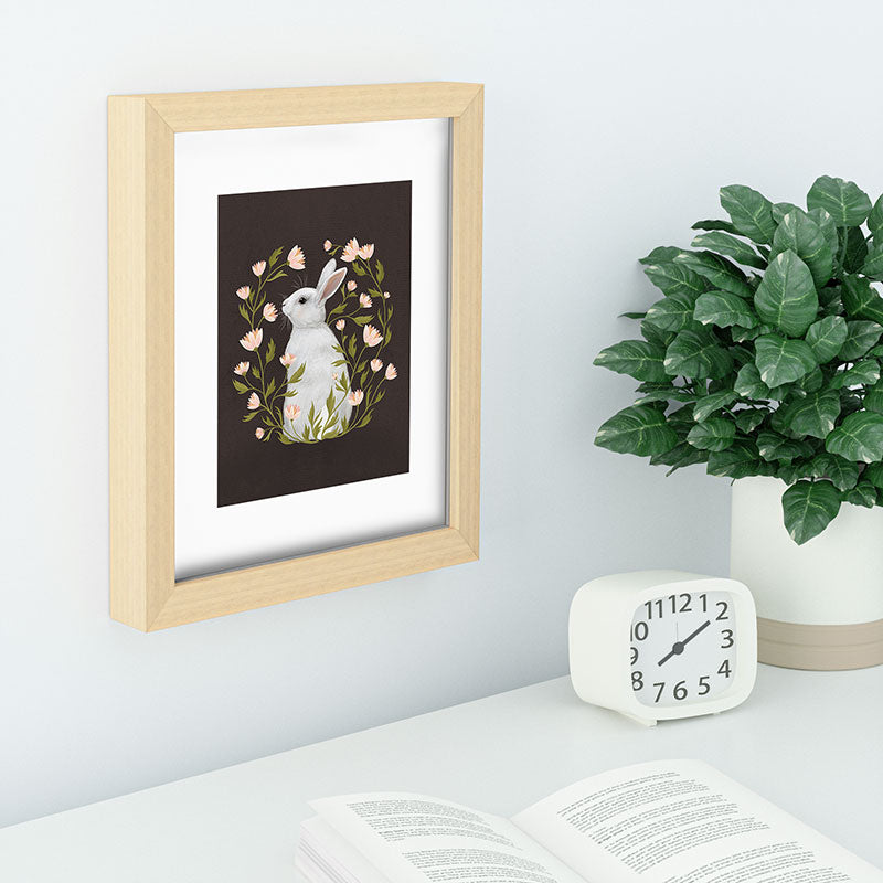 Laura Graves White Rabbit Floral Recessed Framing Rectangle