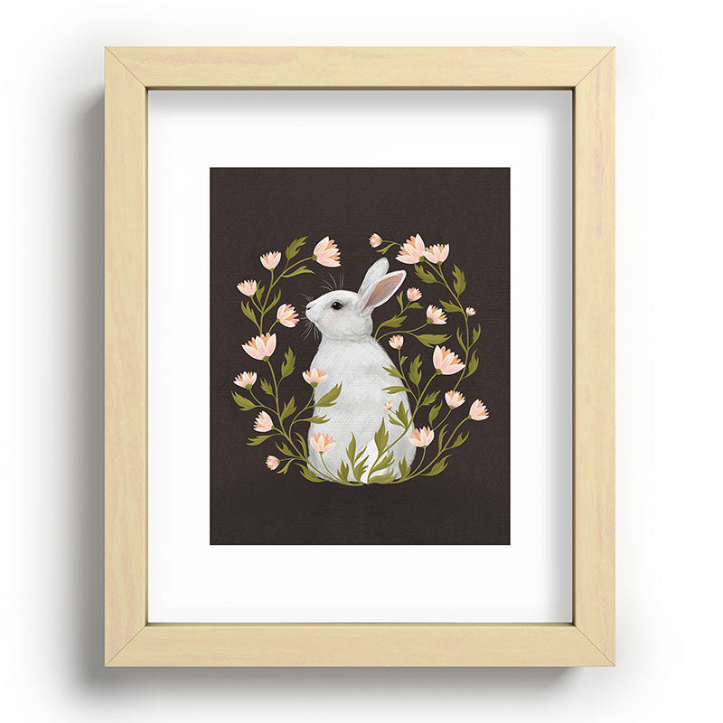 Laura Graves White Rabbit Floral Recessed Framing Rectangle