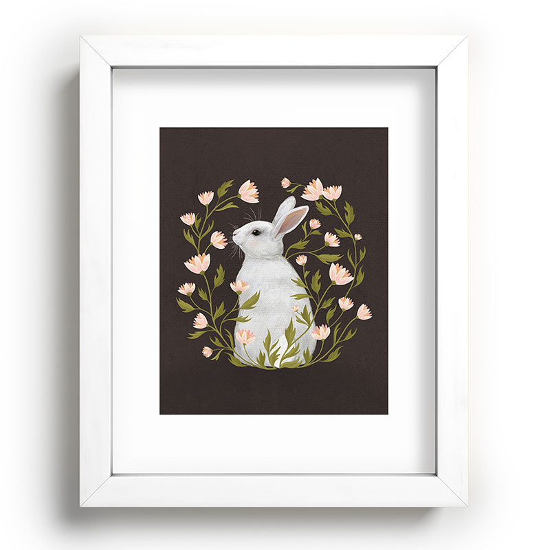 Laura Graves White Rabbit Floral Recessed Framing Rectangle