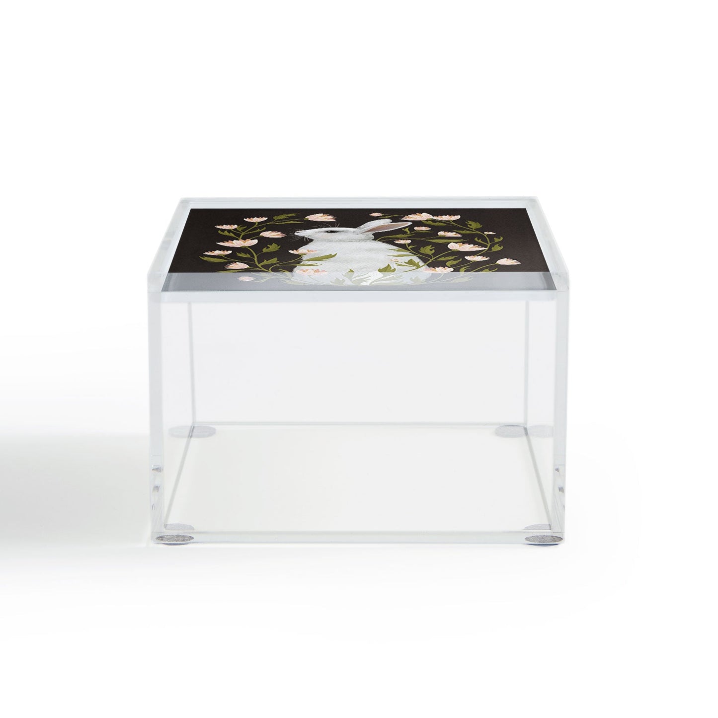 Laura Graves White Rabbit Floral Acrylic Box