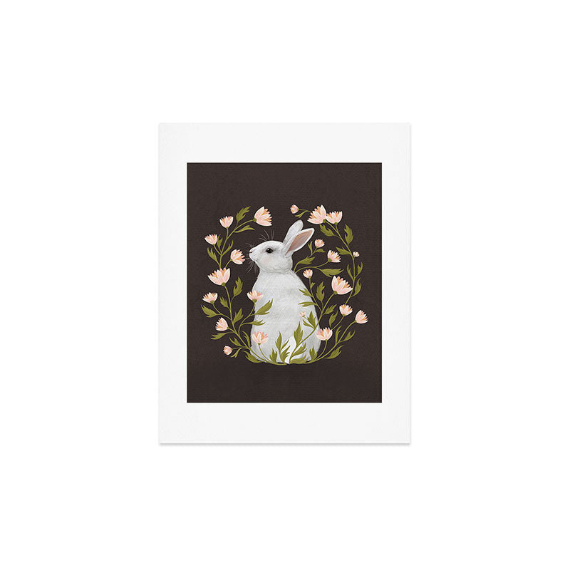 Laura Graves White Rabbit Floral Art Print