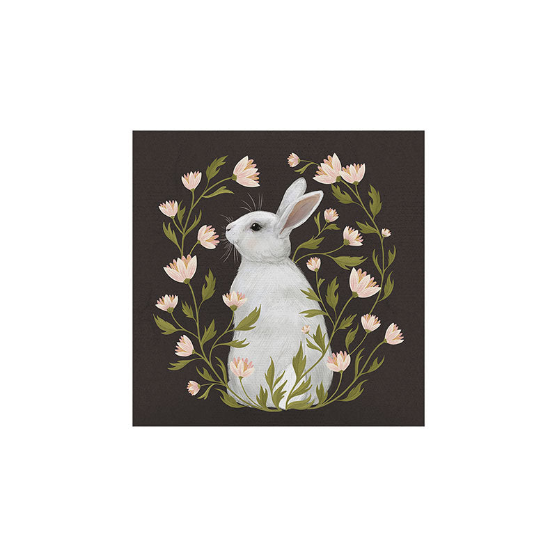 Laura Graves White Rabbit Floral Art Print
