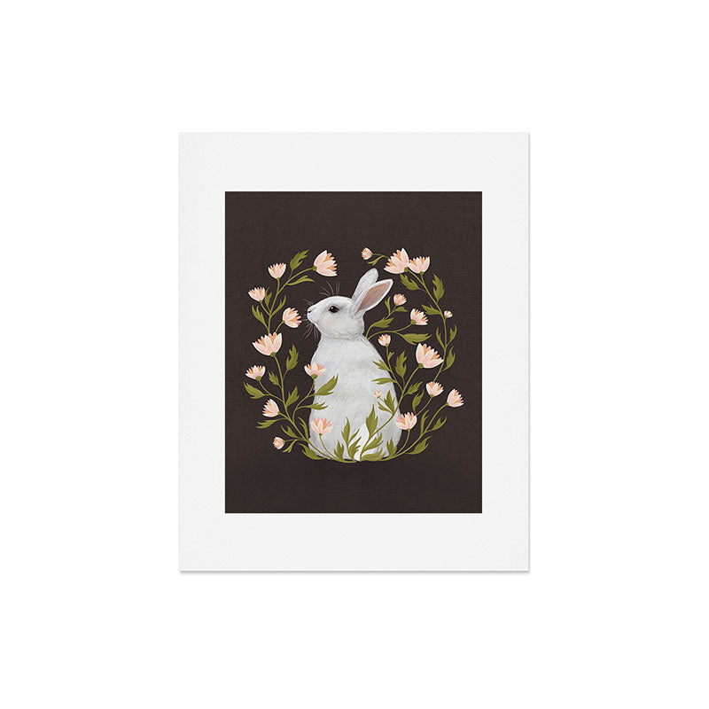 Laura Graves White Rabbit Floral Art Print