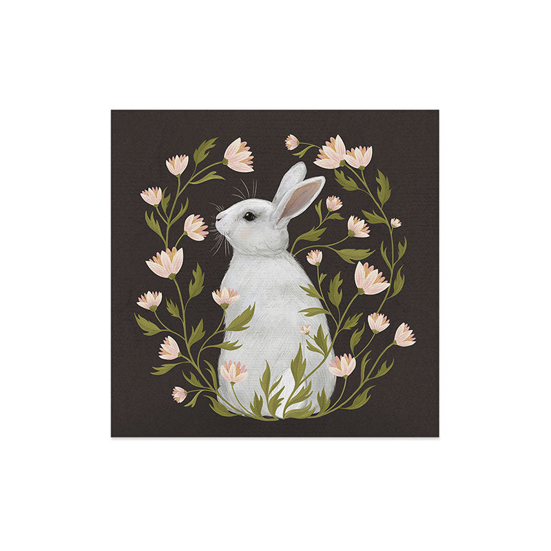 Laura Graves White Rabbit Floral Art Print