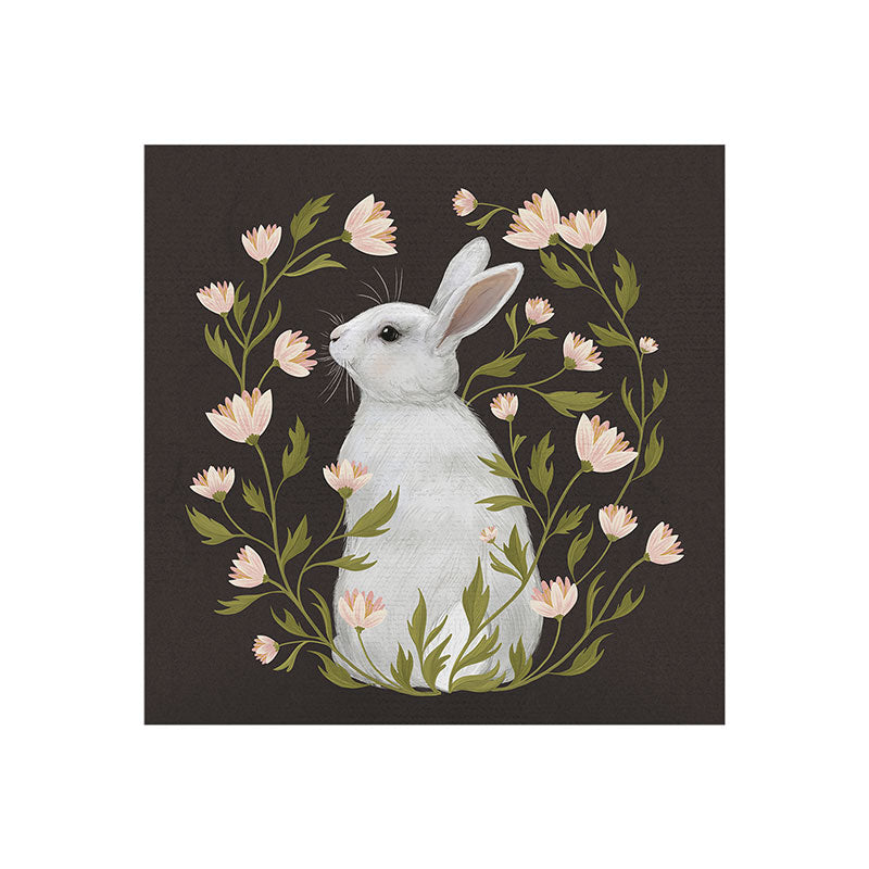 Laura Graves White Rabbit Floral Art Print