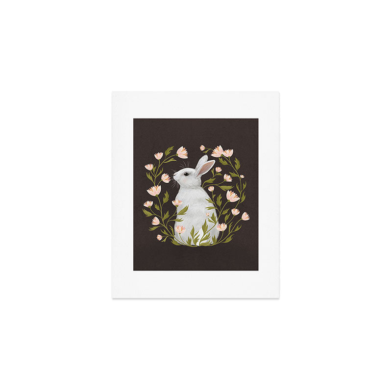 Laura Graves White Rabbit Floral Art Print
