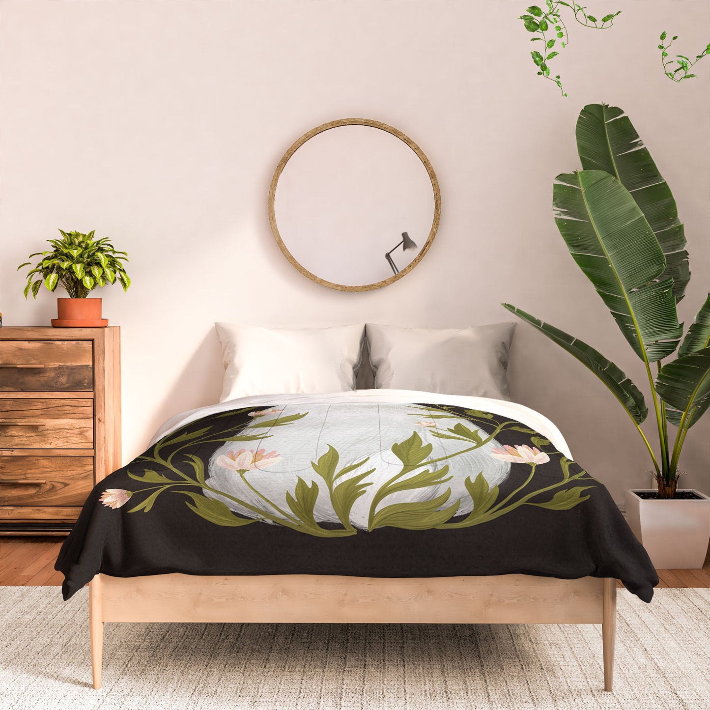 Laura Graves White Rabbit Floral Comforter