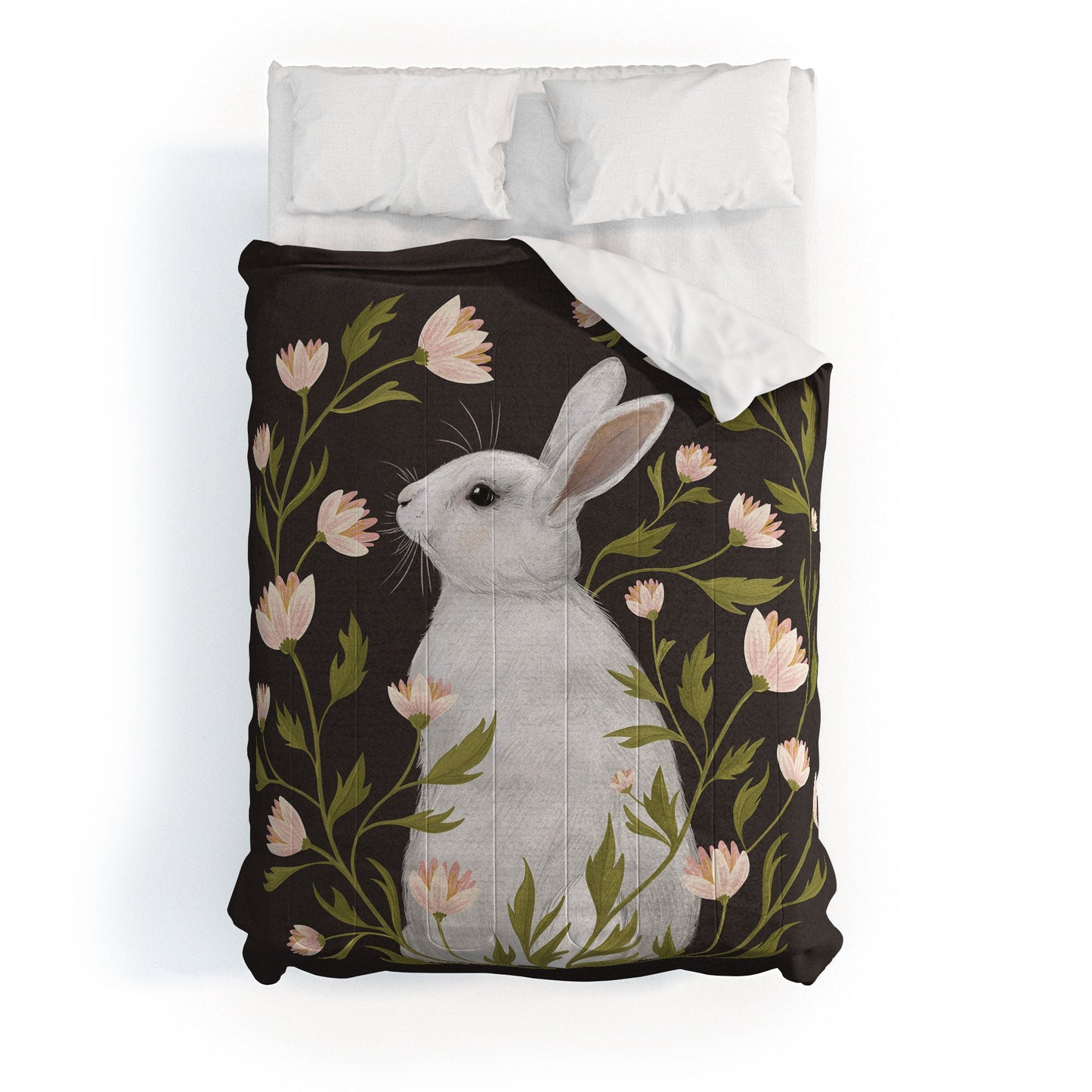 Laura Graves White Rabbit Floral Comforter