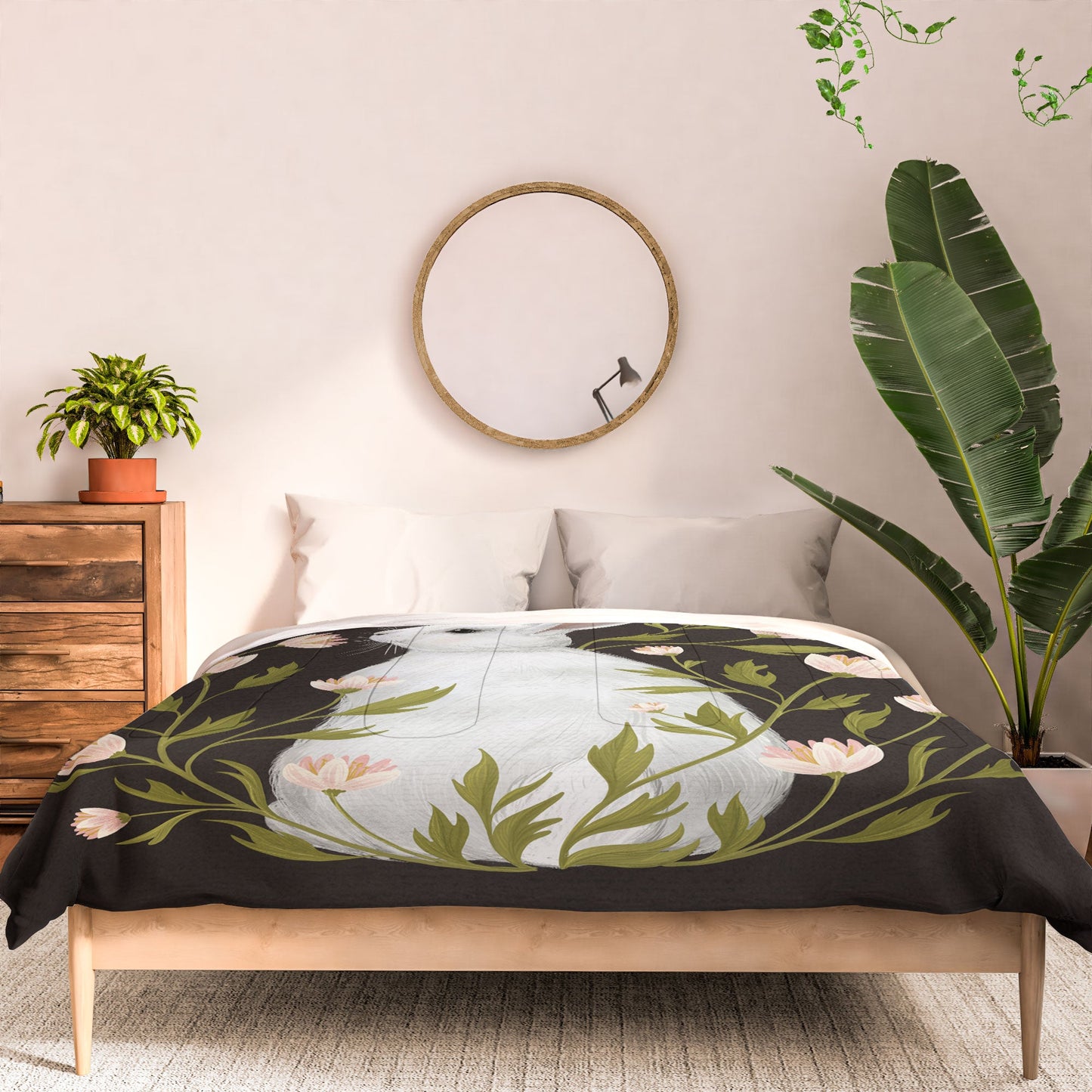 Laura Graves White Rabbit Floral Comforter